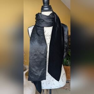 Elegant Charter Club Reversible Black Velvet & Silk Scarf 80% Silk 20% Rayon